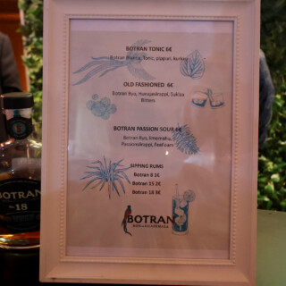 Botranin drinkkimenu.