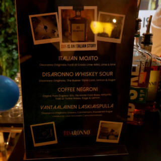 Disaronno, Engine Gin, Busker viski ja mitä niitä olikaan drinkkimenu